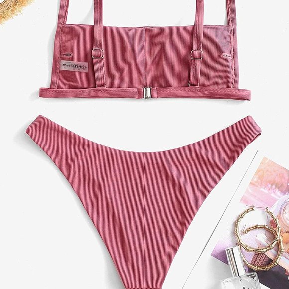 Women's Zzae Two Pieces Bathing Suit Pink - Picture 3 of 6